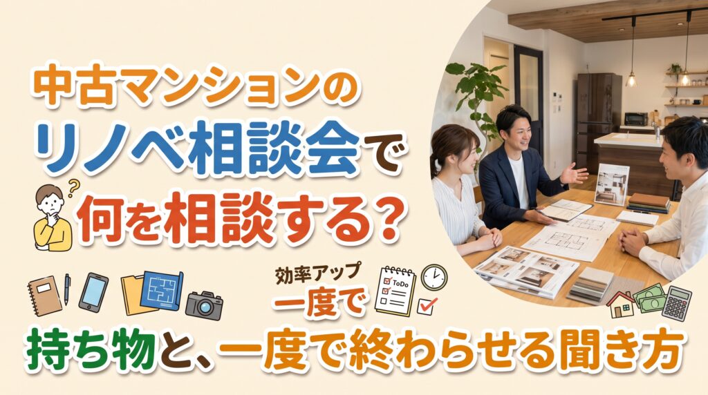 中古マンションのリノベ相談会で何を相談する？持ち物と、一度で終わらせる聞き方